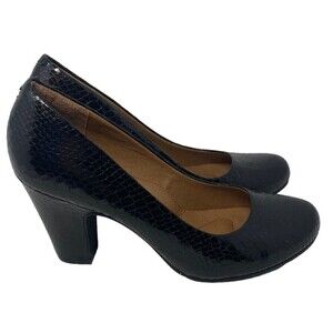 Sofft High Heels Size 7 M Platform Black Faux Snake Cushioned